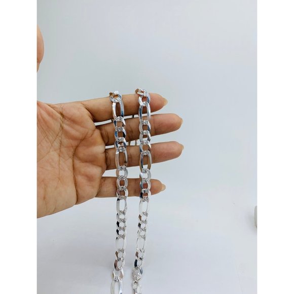925 Sterling Silver Necklace Men’s Figaro link Chain 10mm 24” long